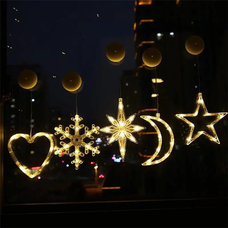 Светодиодный рождественский светильник на присоске Снеговик Рождественская елка Украшение окна Подвесные украшения Праздничные украшения Маленькие цветные фонари