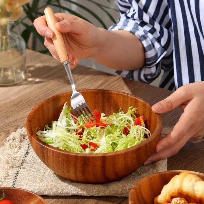 Acacia Wooden Bowl Japanese Style Wood Rice Soup Bowl Salad Ramen Bowl Food Container Kitchen Utensils Tableware
