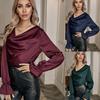 Elegant Blouses & Shirts Temperament In Early Spring Silk Pullover Pile Collar Straight Tube Women's Shirt