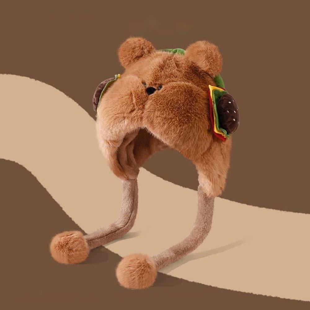 Penguin Winter Plush Hat Cartoon Hamburger Ear Protection Cap Skiing Bear Lei Feng Hat  Autumn
