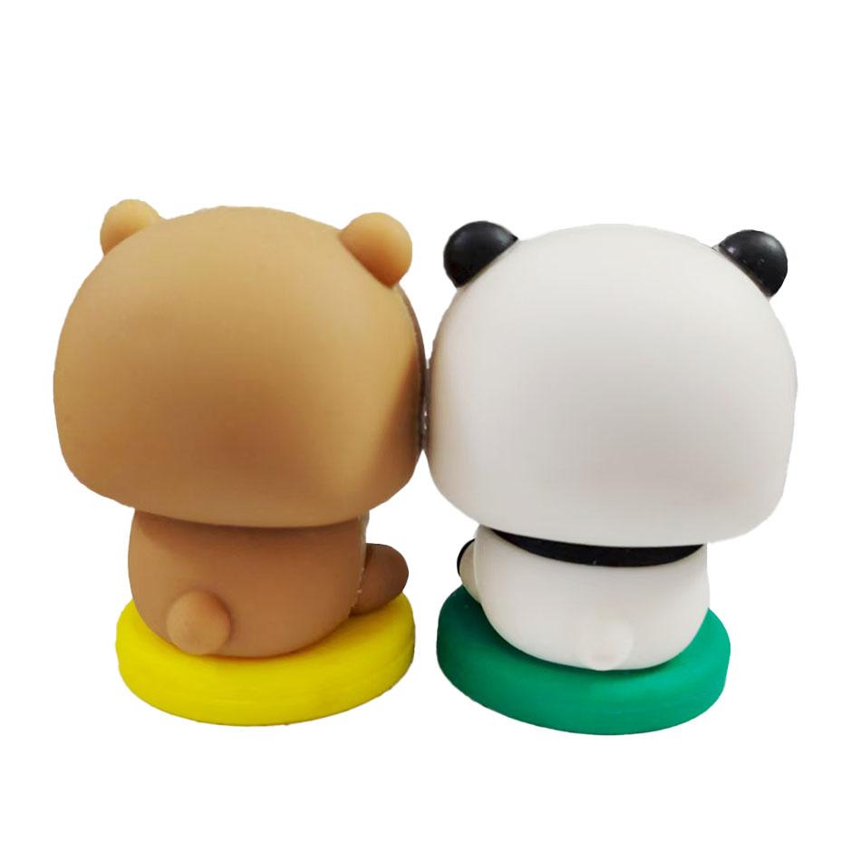 Cute Kawaii Bubu & Dudu Panda Bear Figure Cartoon Exciting Bear Miniatures Collectible Animal Toy Doll Ornament Home Derocation