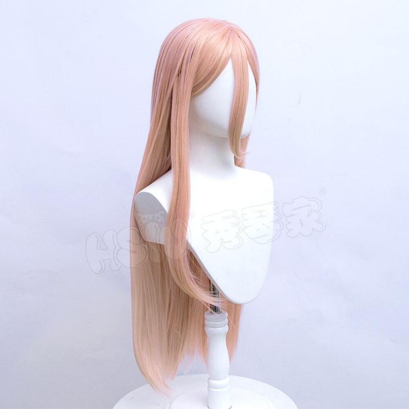 Power Cosplay Wig Anime Chainsaw Man Cosplay Pink Orange Sexy Long Hair Fiber Synthetic Wig+Free Gift Headwear+wig Cap