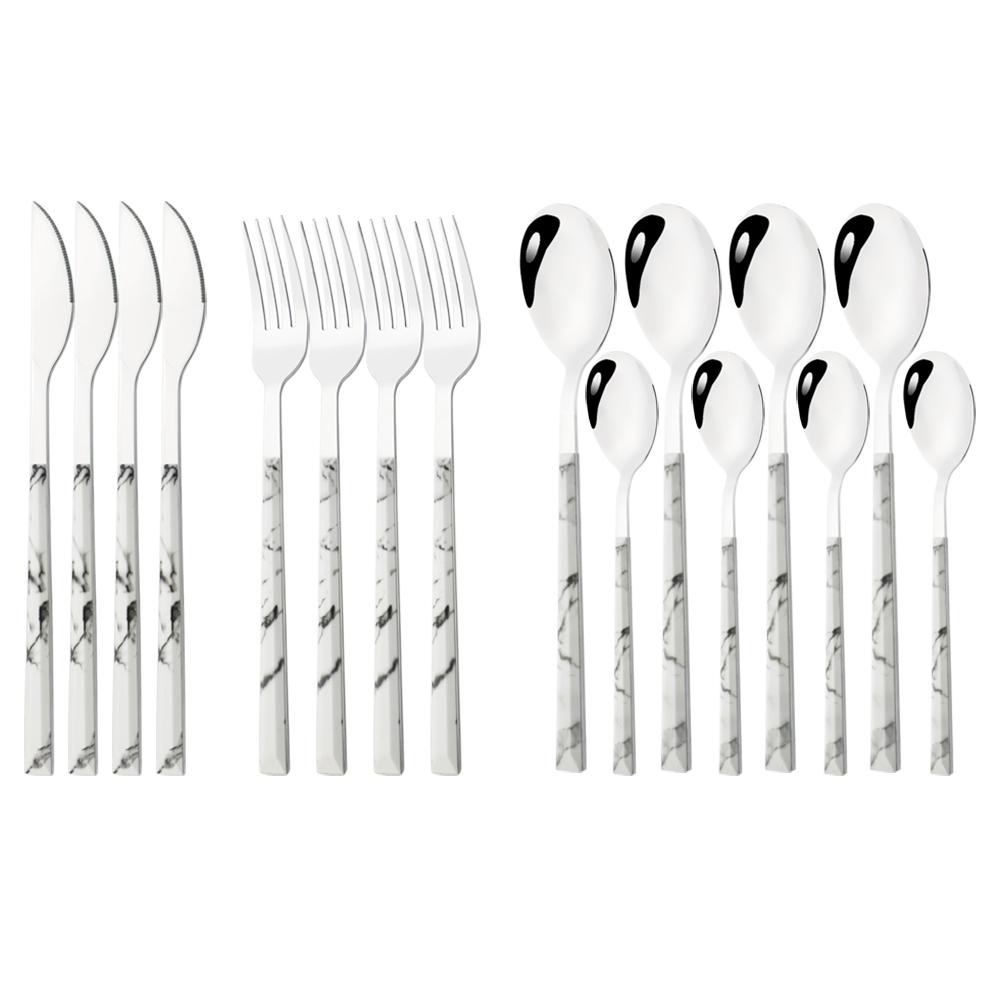 16/24/30Pcs Gold Imitation Wooden Handle Dinnerware Cutlery Set Stainless Steel Tableware Knife Fork Spoons Silverware Western Flatware