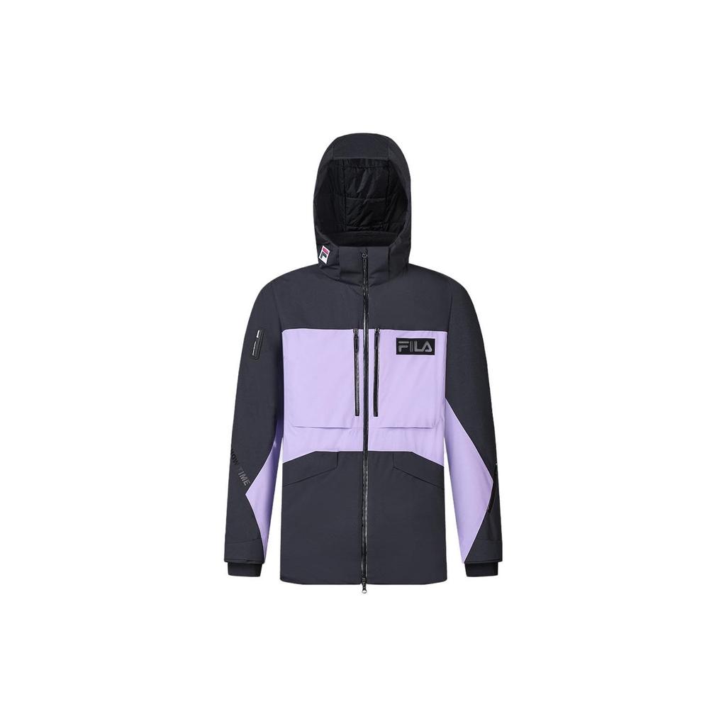 Fila Color Block High-Tech Hooded Ski Jacket Men Outerwear Deep-Black A11M346911F-BK