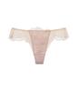 Peach John Nice Body Floating Pink Sizes Smooth To the Stretchy Fit Thong, Flower, Beige, M/L, T-Back Lace, Sheer, Touch,