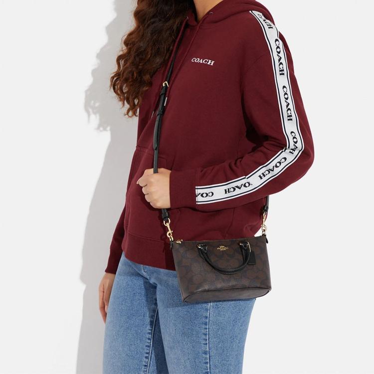 Coach Галерея 18 Сумка-тоут на молнии Классическая канва с монограммой и кожа Женские сумки Коричневый CH468-IMAA8