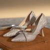 Women's Fashion Luxury Rhinestone Pumps Women New Spring Silver High Heel Sexy Pointed Pumps Elegant Party Ladies Wedding Shoes