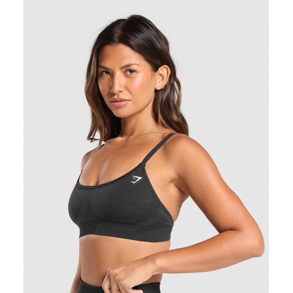 Gymshark Vital бесшовный минималистичный спортивный бюстгальтер черный меланж B1c5g Bbf3