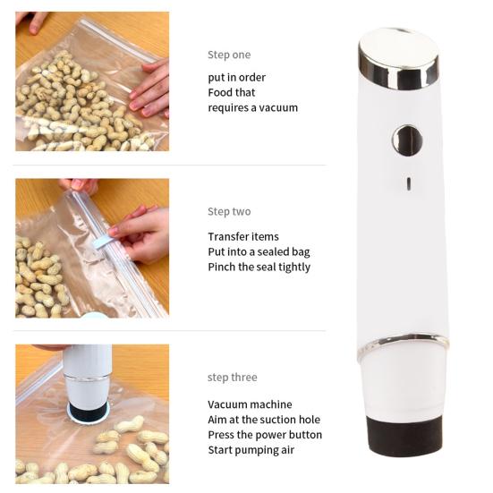 Вакуумная упаковочная машина с многоразовыми пакетами, сенсорное управление, компактный дизайн, портативный перезаряжаемый ручной вакуумный упаковщик