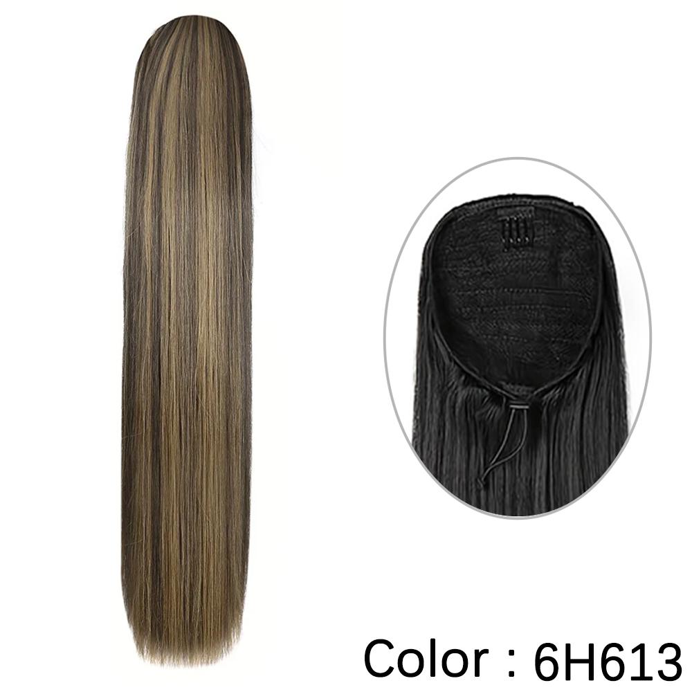 LISI HAIR Синтетические длинные прямые волосы для наращивания хвоста с зажимом из натуральных волос на шнурке для женщин для наращивания волос