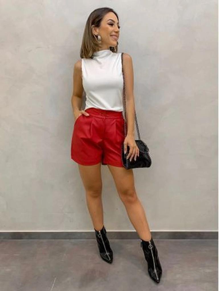 Красные стильные кожаные брюки 100% натуральная кожа одежда для коктейльной вечеринки короткие женские дизайнерские