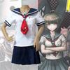Danganronpa Another Episode Наэги Комару Элегантная белая и темно-синяя юбка для униформы Косплей костюм с носком