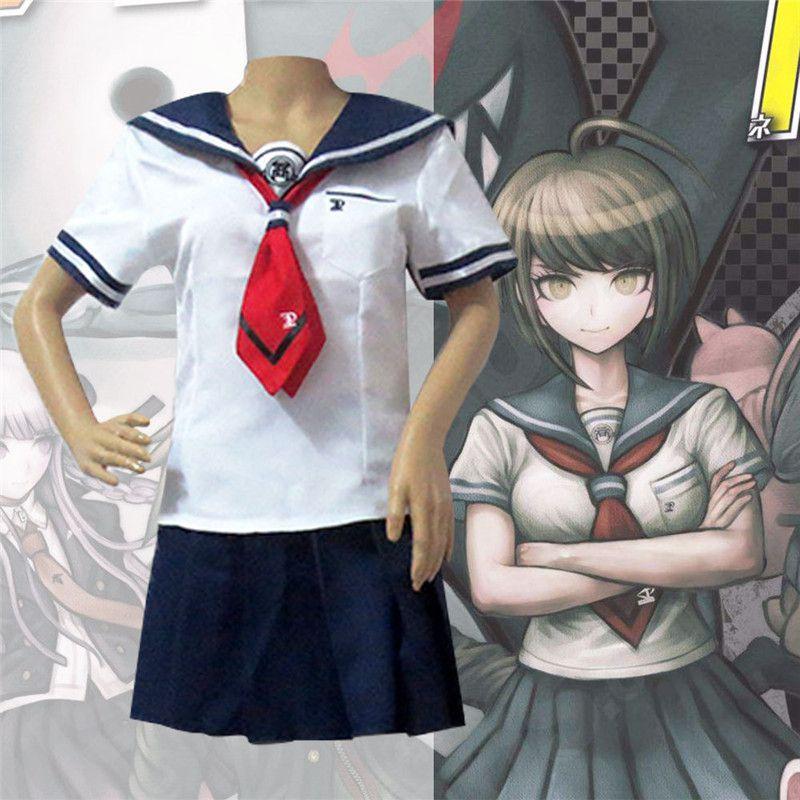 Danganronpa Another Episode Наэги Комару Элегантная белая и темно-синяя юбка для униформы Косплей костюм с носком