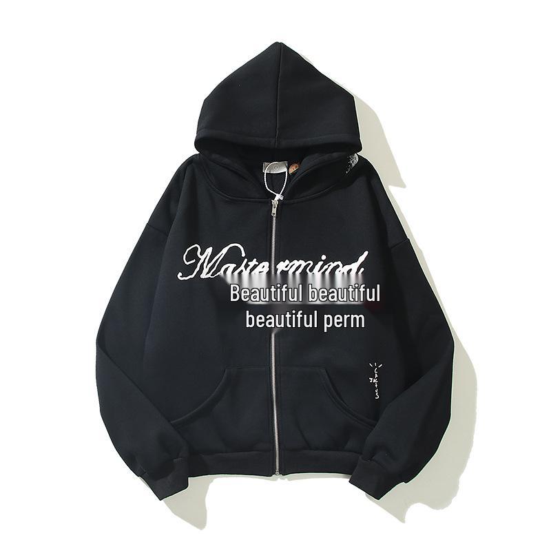 Унисекс флисовая толстовка-кардиган на молнии с принтом черепа Travis Scott