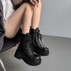 Мода 2025 Новые Осенние Женские Ботинки Спилок Женская Обувь Круглый Носок Молния Повседневные Ботинки на Платформе Современные Мотоциклетные Ботинки Женская Обувь
