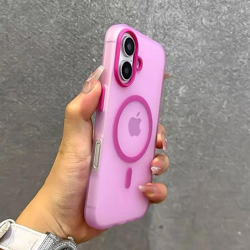 Матовый Леденец Магнитный Беспроводная Зарядка Прозрачный Чехол для iPhone 16 15 14 Plus 13 12 Pro Max для Magsafe Ударопрочная Мягкая Обложка