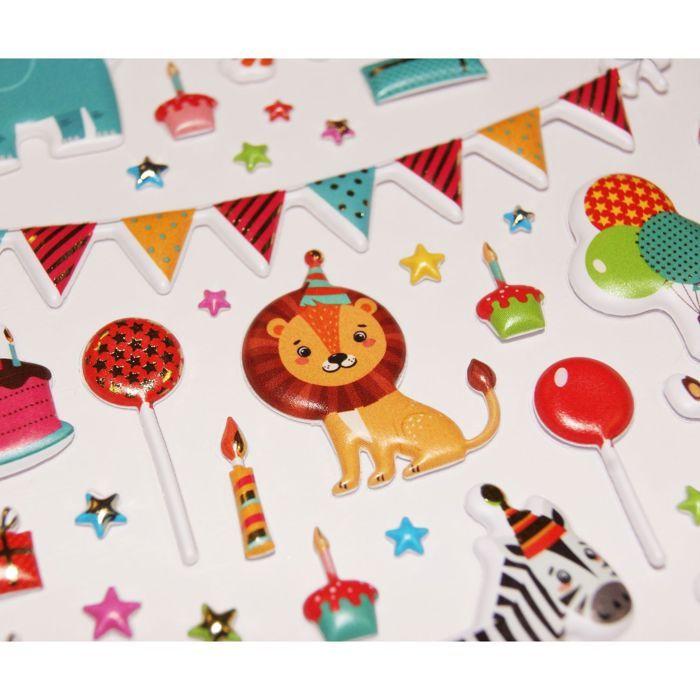 Reusable Stickers - 3D Relief - Birthday &; Animals