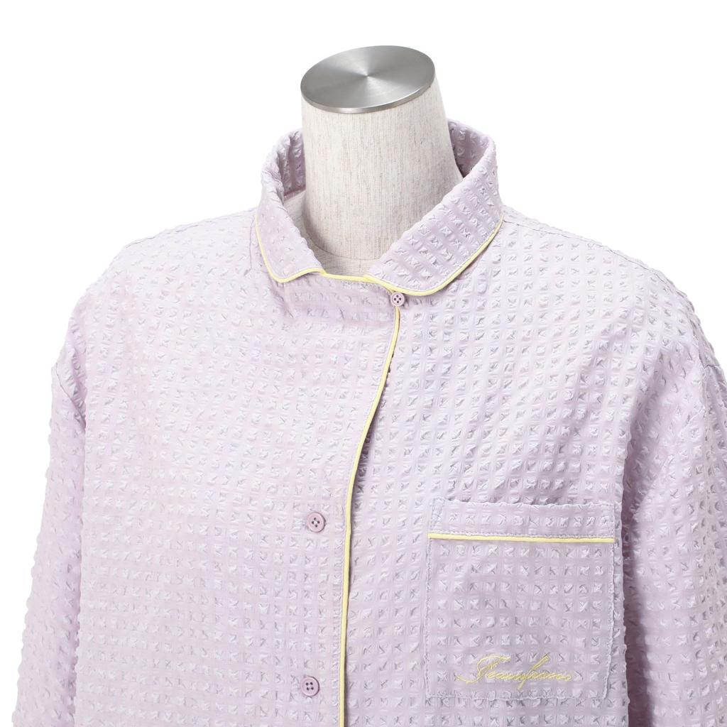 Francfranc Фиолетовый пижамный комплект с вышитым логотипом и жаккардовым узором в клетку, Домашняя одежда и одежда для отдыха, Модель 2025