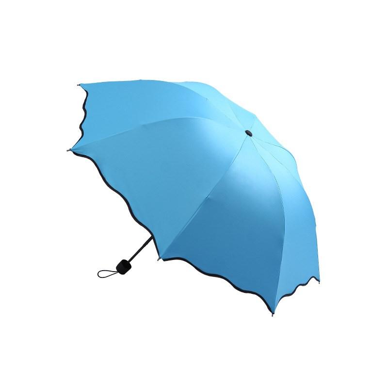 Portable Three-fold Umbrella Meet Water Flowering Sunny and Rain Dual-use Umbrella Anti-ultraviolet Sun Umbrella Strong Umbrella