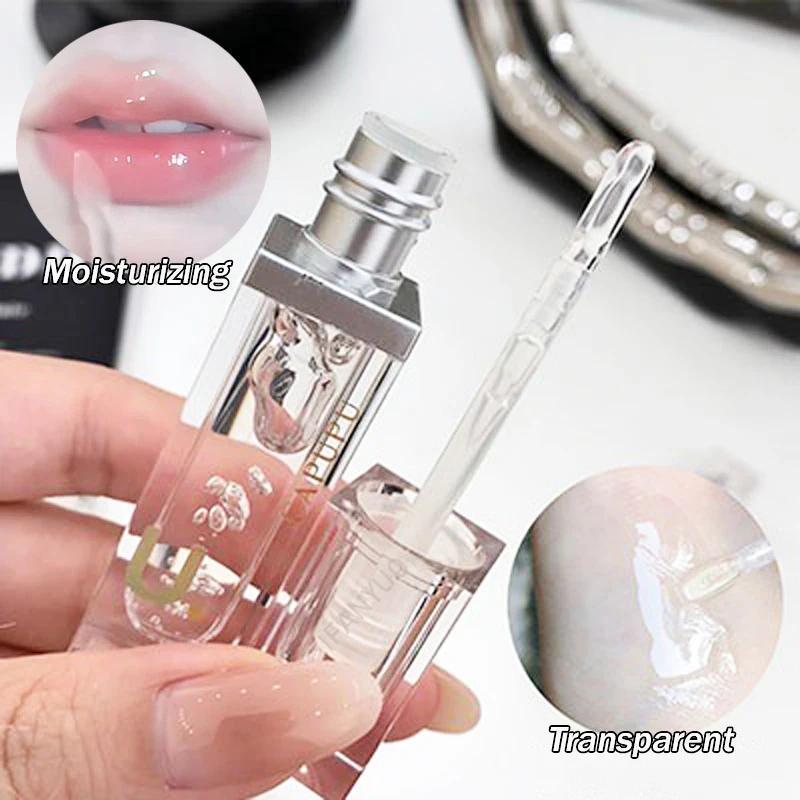 Прозрачный желейный зеркальный блеск для губ Увлажняющая глазурь для губ Water Light Crystal Clear Увлажняющий блеск для губ, придающий объем, масло-основа под макияж