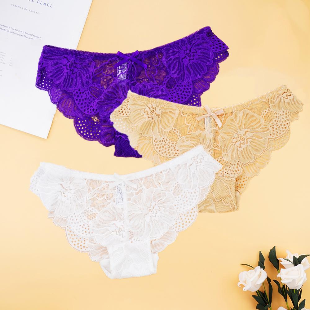 Женское нижнее белье, комплект кружевных трусиков с цветочным принтом, прозрачные полые трусы, женское нижнее белье, интимное белье