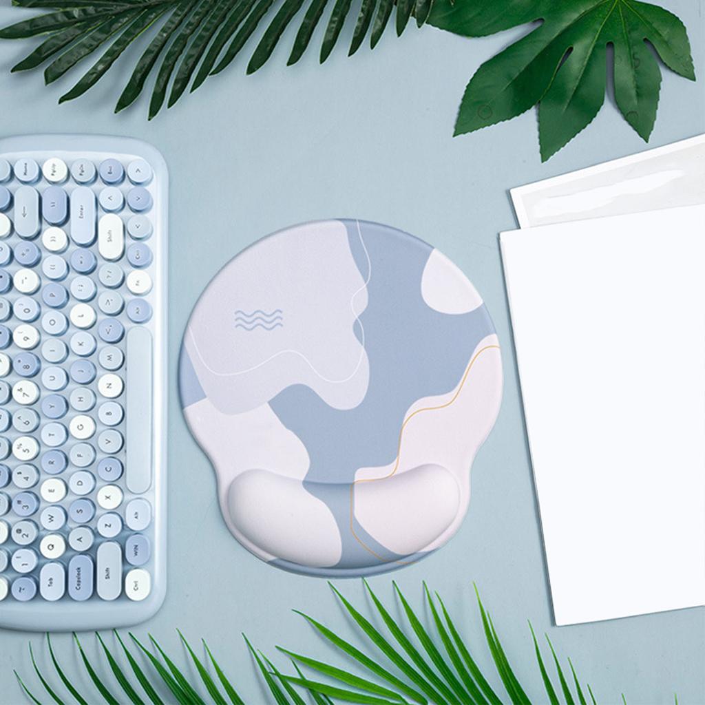 Набор коврик для мыши и клавиатуры Эргономичный силиконовый коврик для мыши с пеной с памятью Поддержка запястья для клавиатуры для компьютера Круглый,