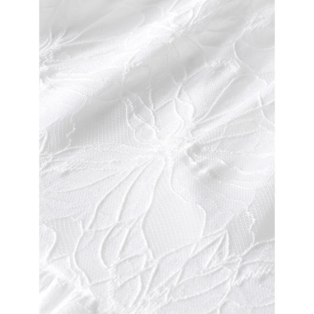 DIMANAF 2025 Лето Женские Белые Юбки Винтажные Эластичные Плиссированные Элегантные Длинные Юбки Новое Кружево Высокая Талия