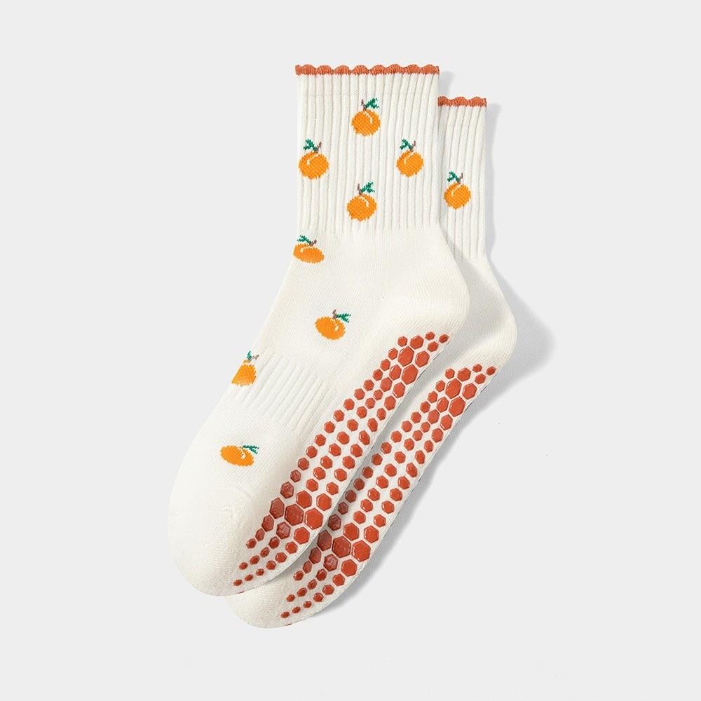 Breathable Pilates Socks Non-Slip Cuffed Mid Tube Socks Fashion Yoga Socks for Women