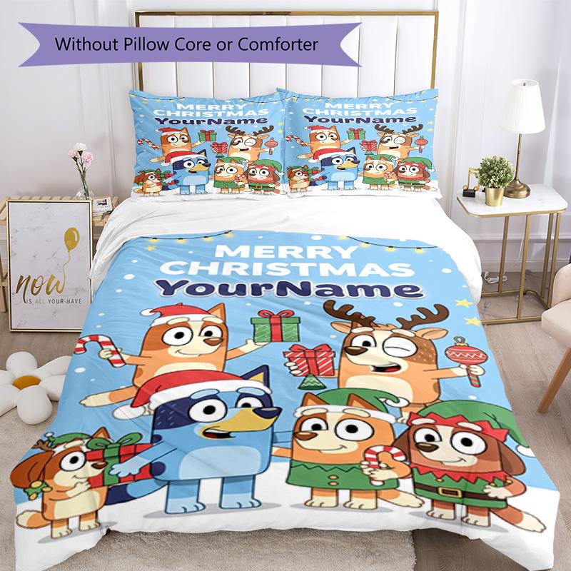Bluey 108 Customize your name Bedding Set Breathable Duvet Cover with Pillowcases Home Decoration Birthday Gift