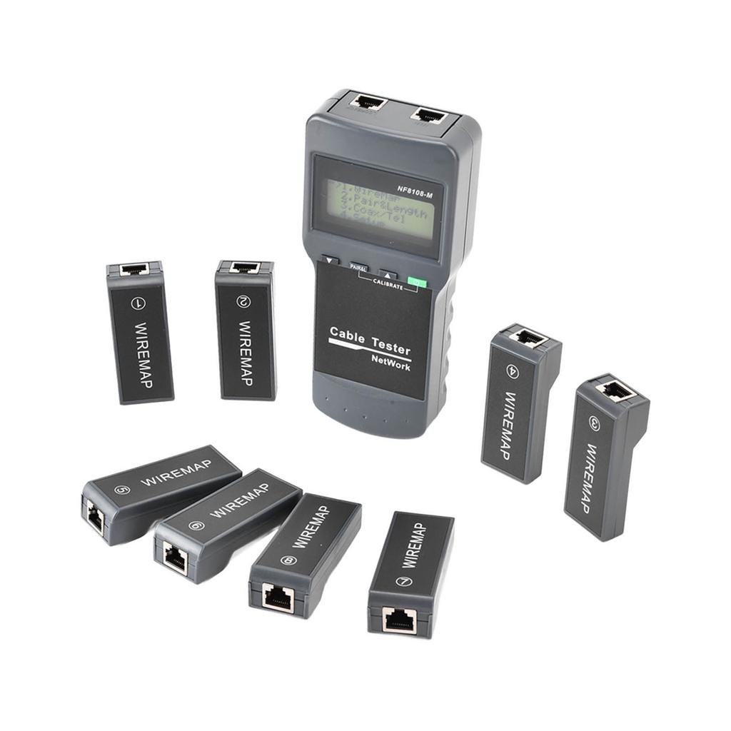 F‑8108‑M LCD Display Network Cable Length Tester Cable Wire Fault Finder with 8 Remote Units