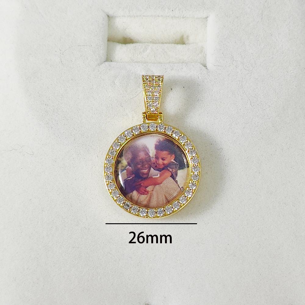 Free Laser Custom Photo Necklace Men Women Personalized Jewelry Any Picture Pendant 26/35/45/68.5mm Size Round Charm