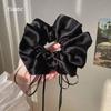 Satin Material Bow Scrunchie Black/White Hair Accessory Romantic Hair Tie  Daily Wear