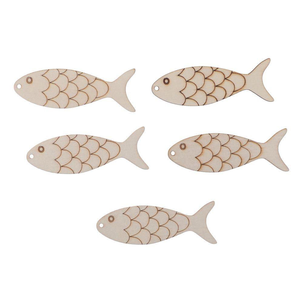 Wooden Wooden Fish Cutouts 10*3.6cm Fish Shaped Wood Cut Out  For Birthday