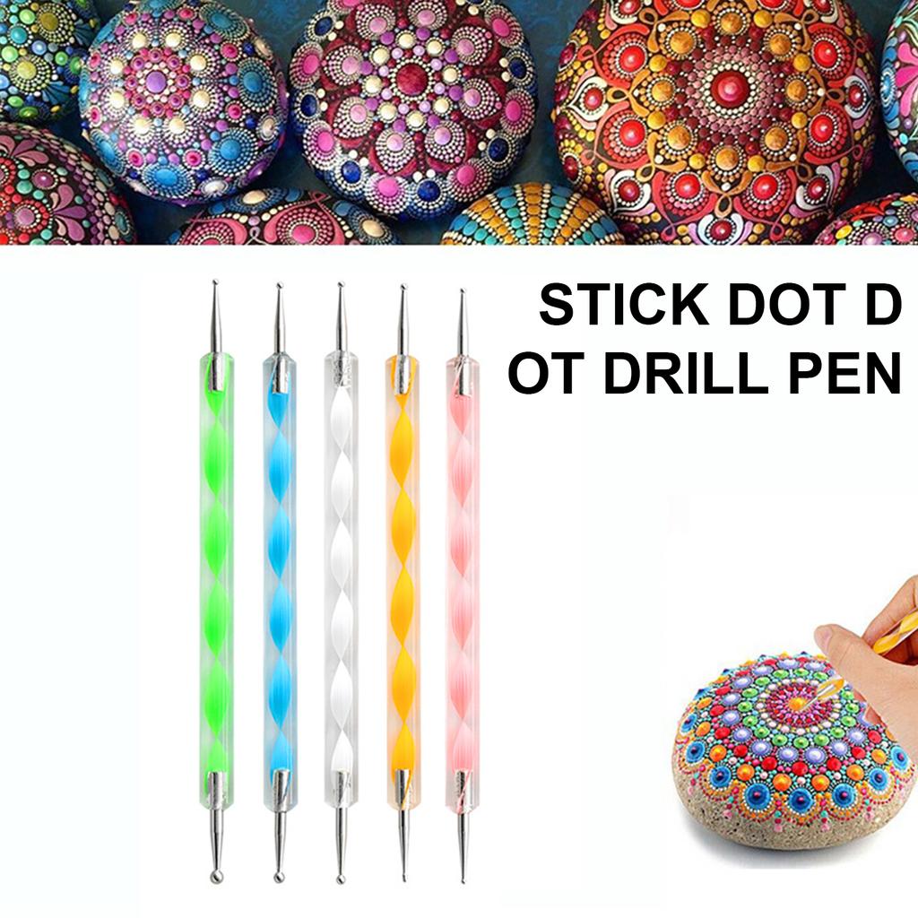 Набор из 33 инструментов для нанесения точек на мандалу с трафаретами для рисования, кистью, поддоном для краски для холста, камня, рисования ногтей