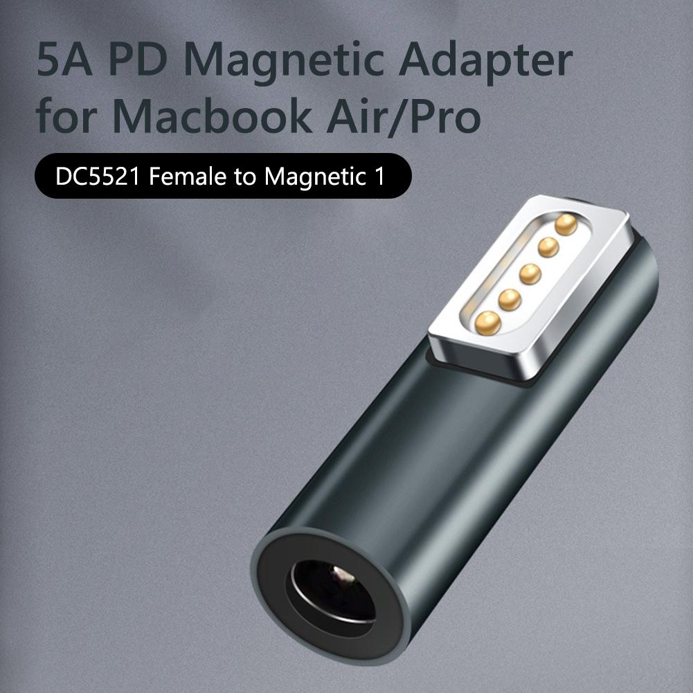 Магнитный адаптер 5A PD DC5521 Female to Magnetic Adapter для зарядки Apple Macbook Air/Pro Магнитный адаптер-конвертер