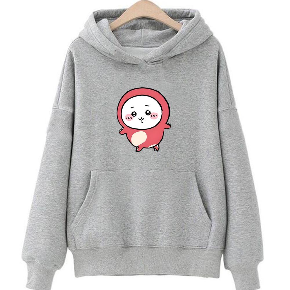 Мультяшный мерч Chiikawa Толстовка Женская/Мужская Харадзюку Свитшот Уличная одежда Хип-хоп Повседневные пуловеры с длинным рукавом Каваий Толстовки для девочек