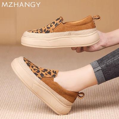 Модные леопардовые туфли на платформе, женские лоферы, осенняя новинка, модная повседневная обувь для женщин, тренд 2024, обувь для ходьбы, удобная женская обувь