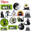 10PCS/lots Black Cat Series Embroidered Cartoon Animal Badges Hats Backpack Clothes Decorate   Animal Patch Iron On Patches DIY