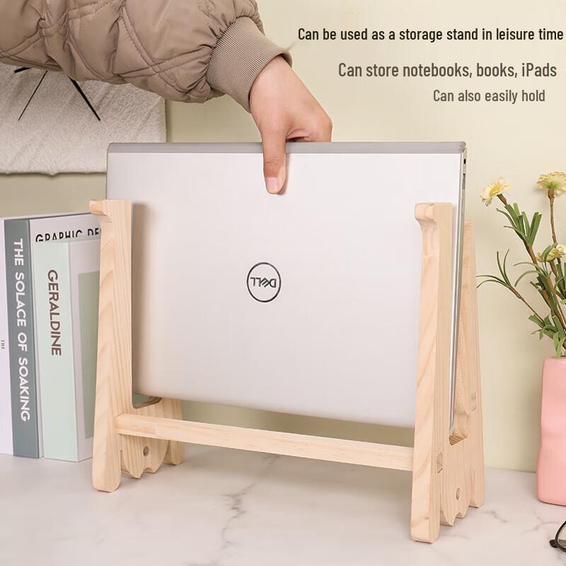 Вертикальная подставка для ноутбука из массива дерева с настольным зажимом