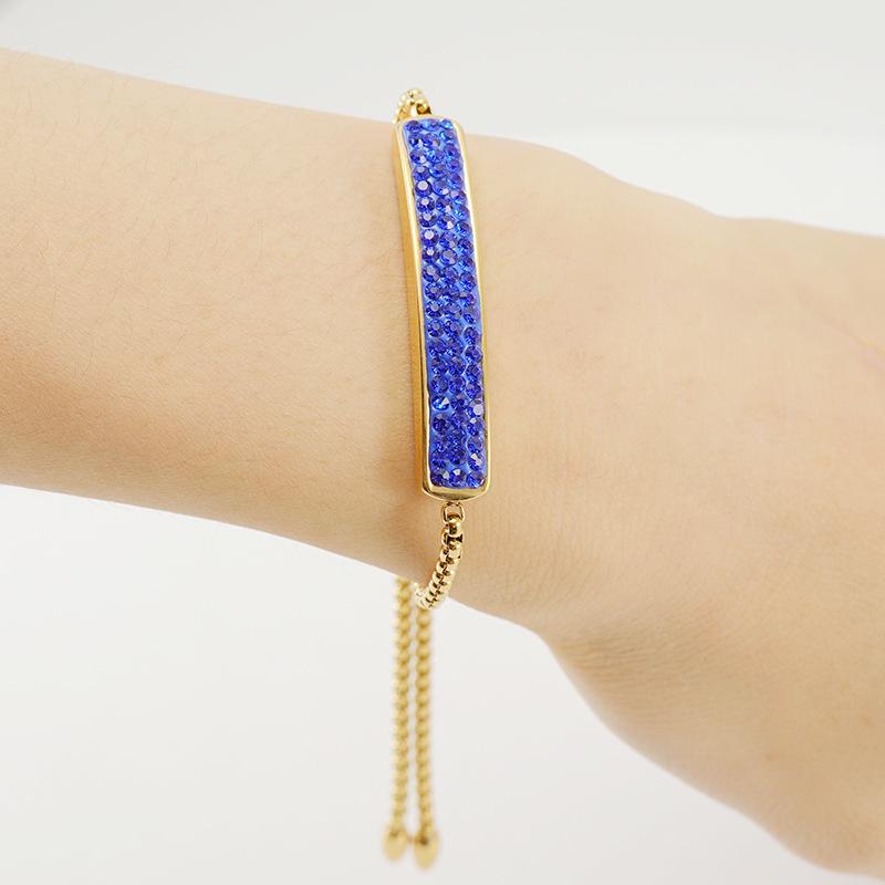 Регулируемый браслет из нержавеющей стали 18 карат с бриллиантами для женщин - Минималистичный многоцветный браслет