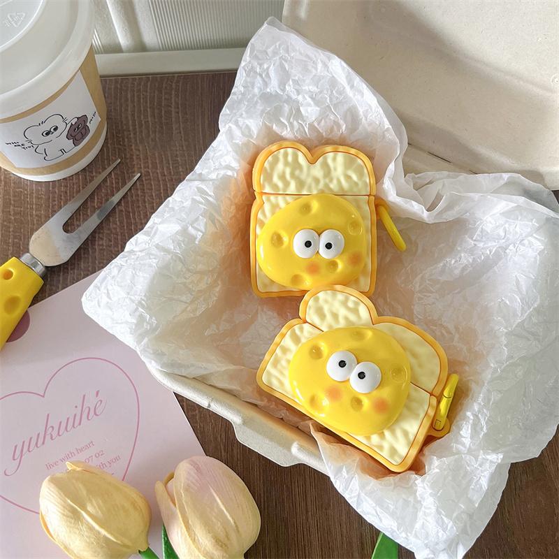 3D Чехол для беспроводных наушников в виде хлеба с глазками для AirPods Pro 2, зарядный чехол для AirPods 4 2024, силиконовые аксессуары для наушников