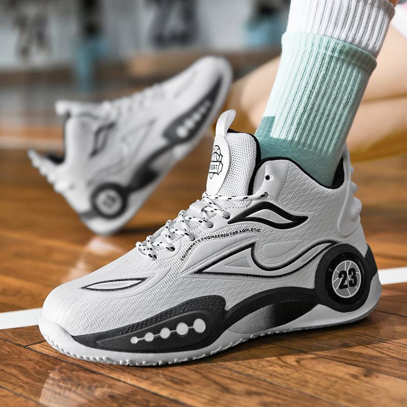 Высокие баскетбольные кроссовки для мужчин, учеников начальной и средней школы, спортивная обувь для бега с трением и звуком, фактические боевые кроссовки для баскетбола