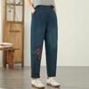 Plus Size Thin Vintage Embroidery Floral High Waist Casual Loose Women Summer Jeans Denim Harem Pants