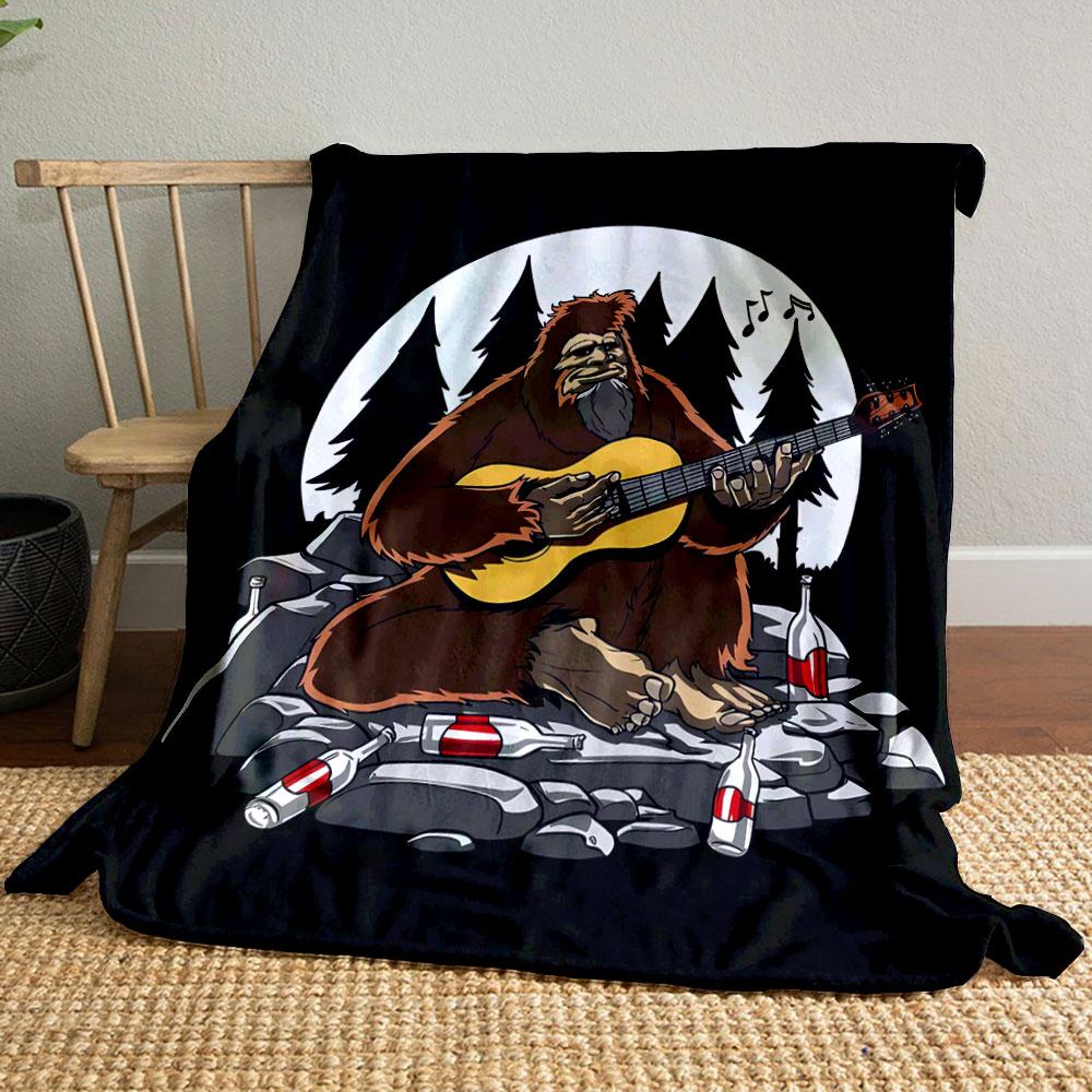 Bigfoot Guitar Campfire Blanket bedroom Blanket for Livingroom Couch lunch break Soft throw for Friend's festival Gift