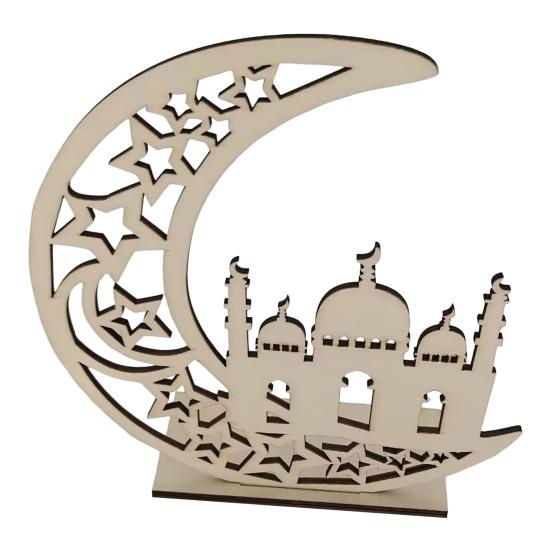 Деревянное украшение Ид, выдолбленное луна, звезда, исламская вечеринка, настольный декор, Ид Мубарак, знак для каминной доски, обеденного стола, книжной полки