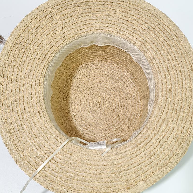 Fairy Handmade Lafite Straw Hat Girl Summer Weaving Flat Top Resort Beach Shade Sun Hat Face Cover Sun Hat