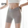 Women Safety Shorts Cross Waistband High Waist Ice Silk Seamless Yoga Leggings Solid Color Ultra-thin Bottoming Shorts