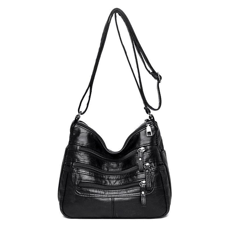 Women's Soft Leather Large Capacity Shoulder Bag Crossbody Bag for Middle-Aged Mother Bag