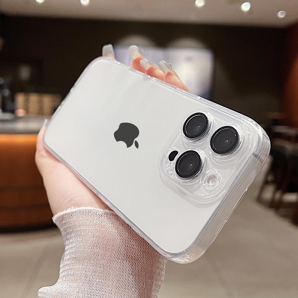 Роскошный прозрачный чехол с покрытием для iPhone 17 Air 16 15 14 Plus 13 12 mini 11 Pro Max, задняя крышка с защитой объектива