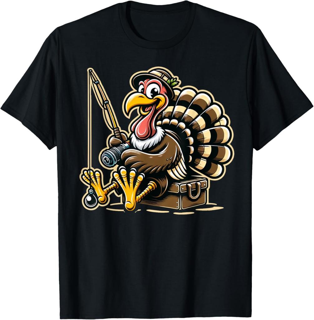 Funny Turkey Fishing Thanksgiving Fisherman Humor T-Shirt